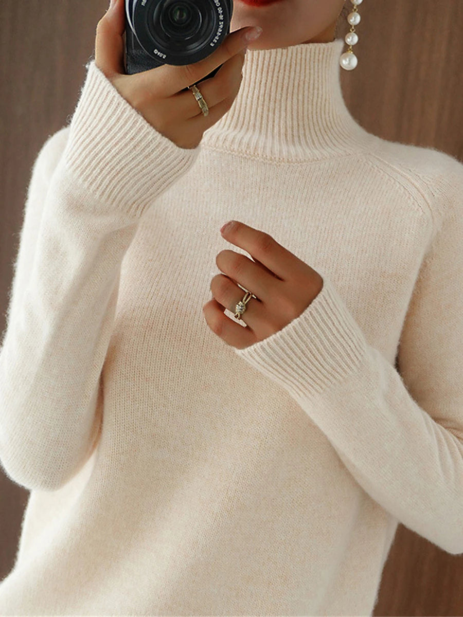 Women's Pullover Sweater Jumper Stand Collar Ribbed Knit Polyester Knitted Fall Winter Regular Outdoor Daily Holiday Fashion Streetwear Casual Long Sleeve Solid Color Black White Pink M L XL