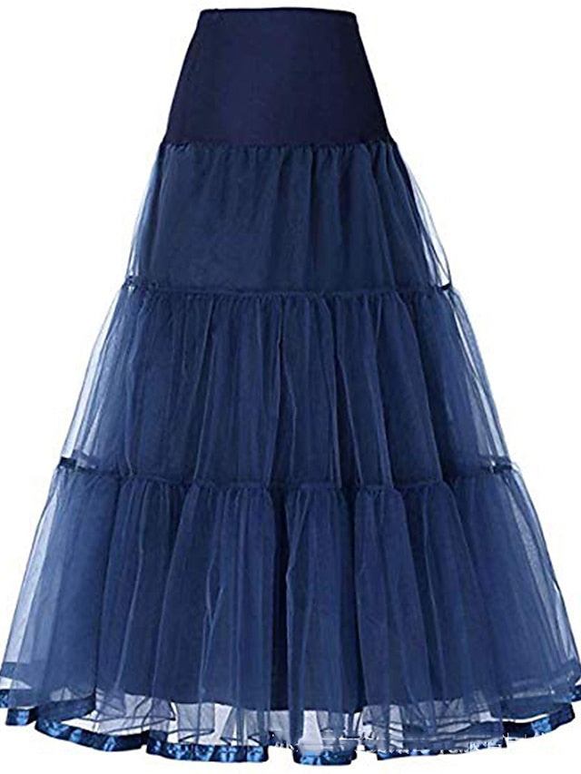 Women's Swing Petticoat Long Skirt Maxi Skirts Ruffle Layered Tulle Solid Colored Performance Casual Daily Spring & Summer Organza Fashion Summer Black White Pink Red