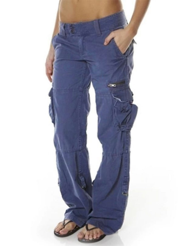 Women's Tactical Cargo Pants Trousers Cotton Blend Black Pink Wine Mid Waist Chic & Modern Casual / Sporty Sports Weekend Pocket Full Length Comfort Plain S M L XL XXL - LuckyFash™