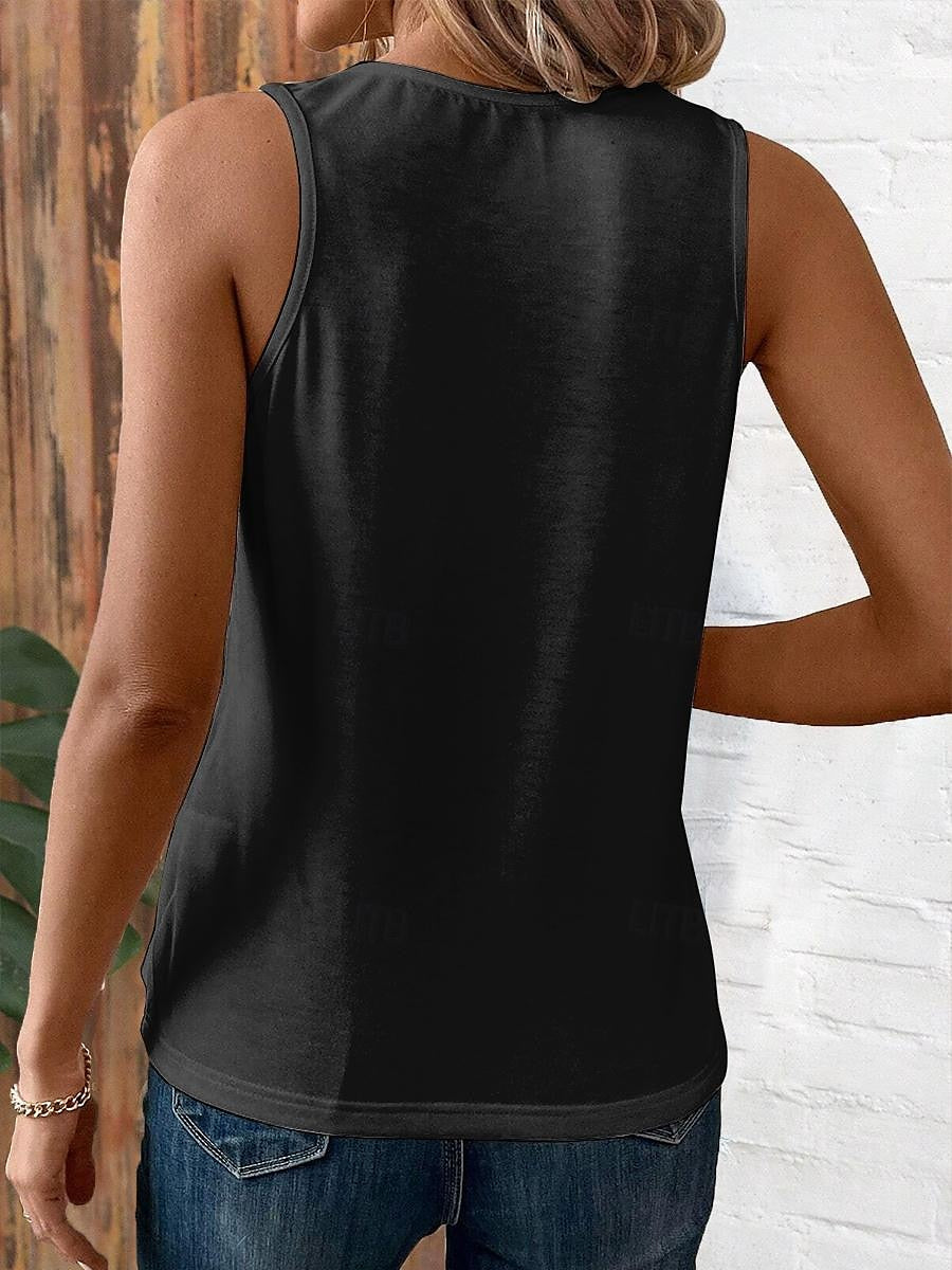 Women's Tank Top Vacation Print Black Sleeveless Vintage Ethnic Boho V Neck Summer