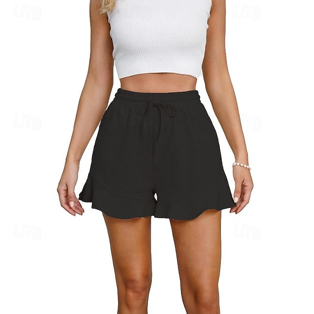 Women's Shorts Cotton Plain Wine Black Casual Daily Short Going out Weekend Spring & Summer