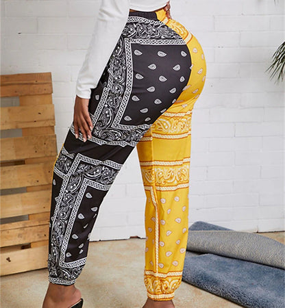 Women's Sweatpants Normal Polyester Graphic Prints Yellow Pink Casual / Sporty Mid Waist Ankle-Length Leisure Sports Weekend Summer