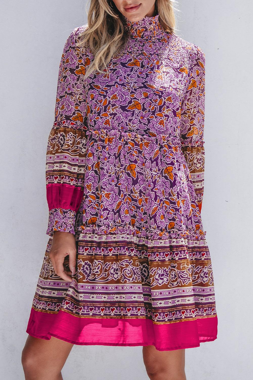 puff sleeve floral dress