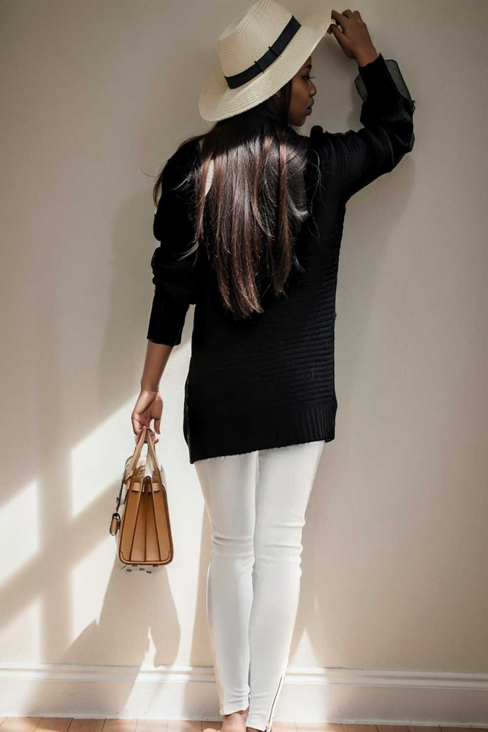 casual chunky knit mock neck long sleeve split pullover sweater 107694