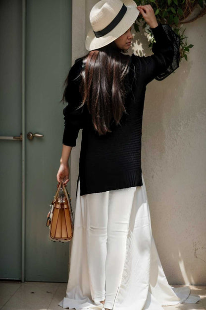 casual chunky knit mock neck long sleeve split pullover sweater 108792