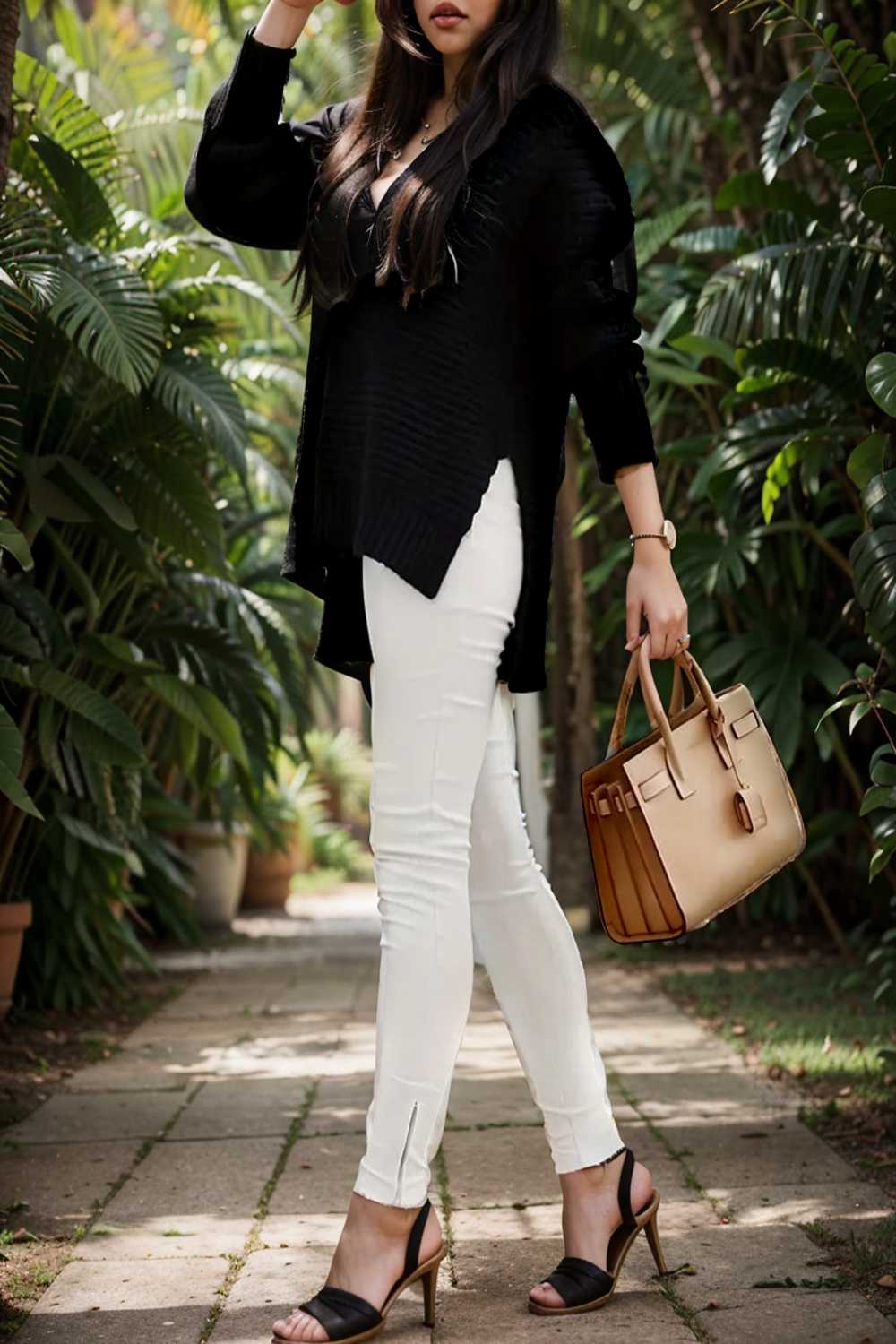 casual chunky knit mock neck long sleeve split pullover sweater 105606
