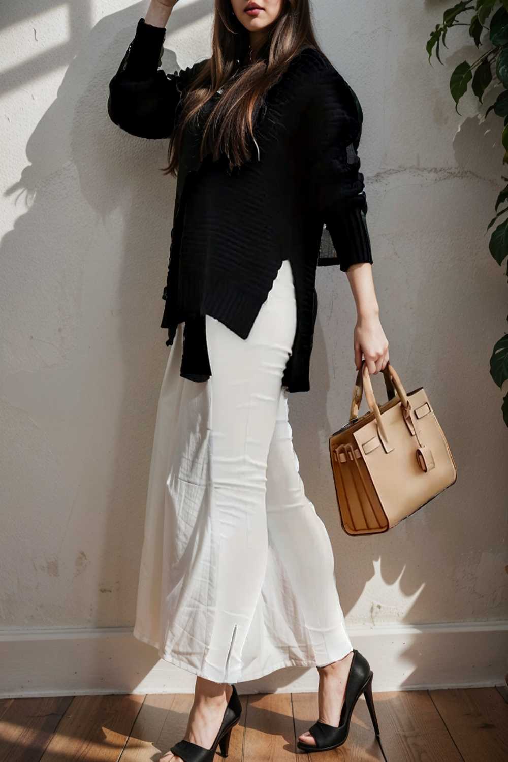 casual chunky knit mock neck long sleeve split pullover sweater 107314