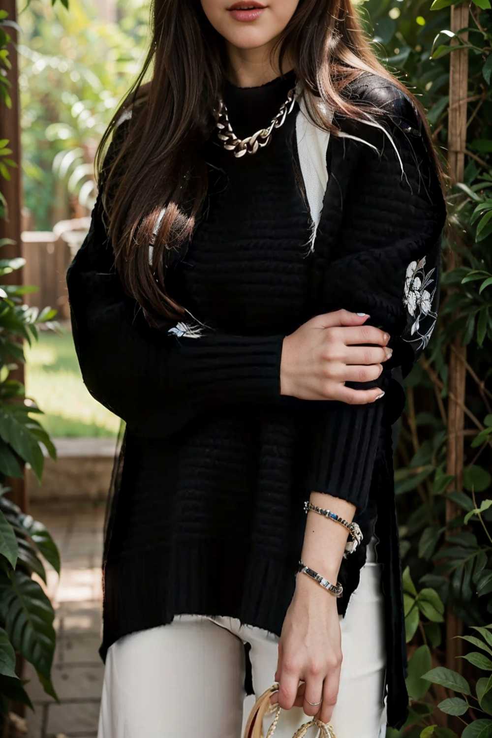 casual chunky knit mock neck long sleeve split pullover sweater 107417