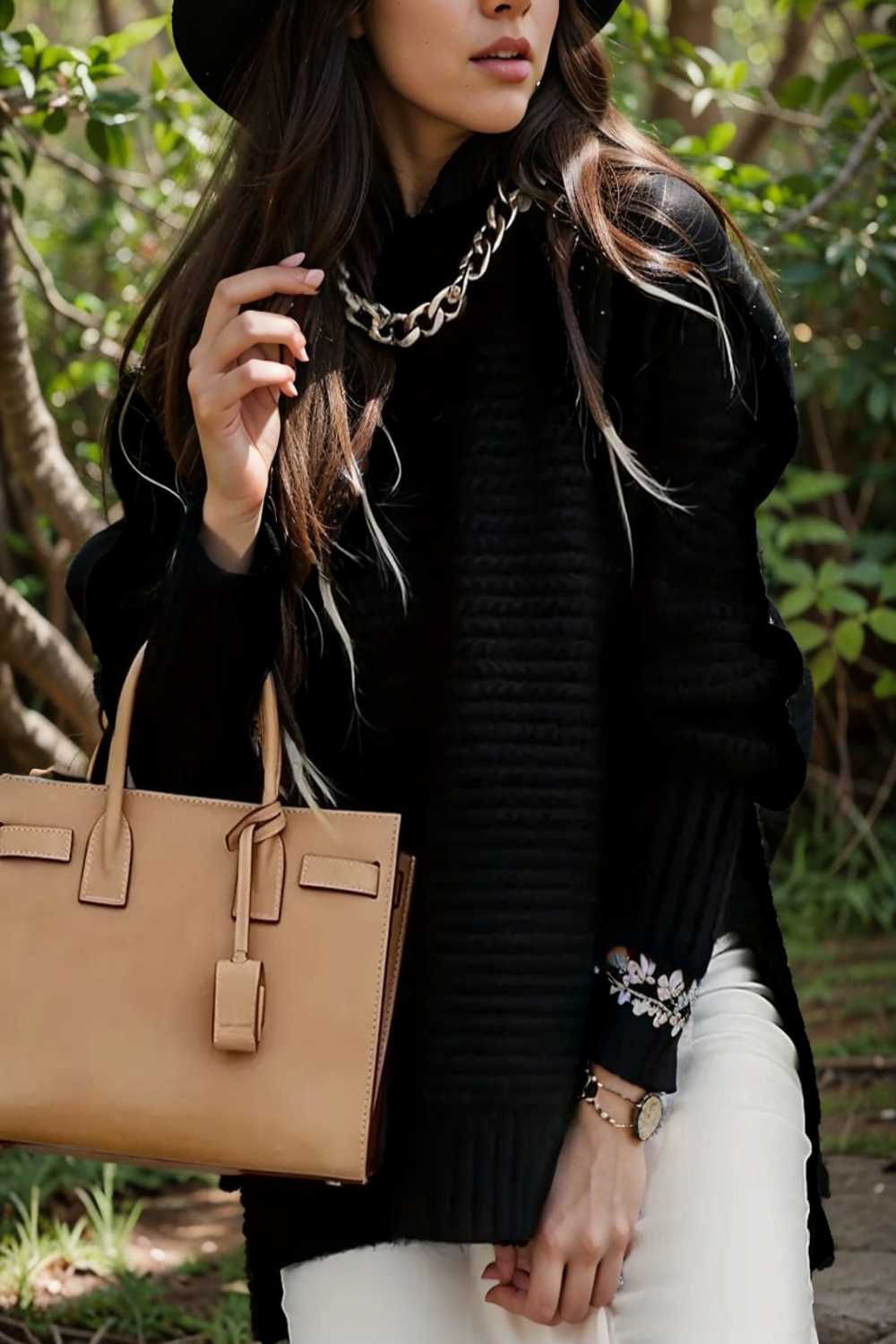 casual chunky knit mock neck long sleeve split pullover sweater 108998