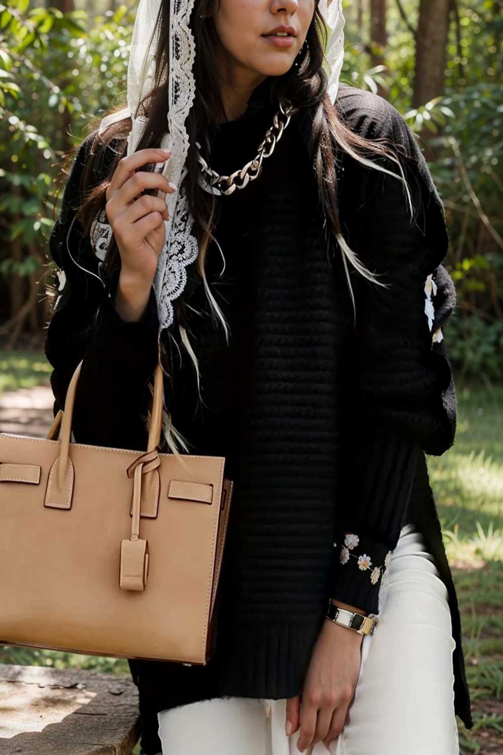 casual chunky knit mock neck long sleeve split pullover sweater 108751