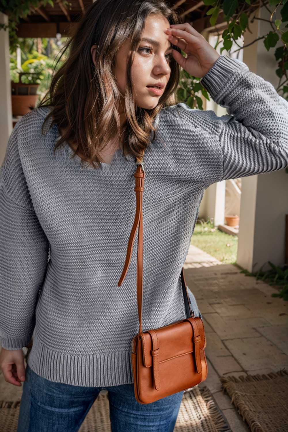 casual chunky knit mock neck long sleeve split pullover sweater 108727
