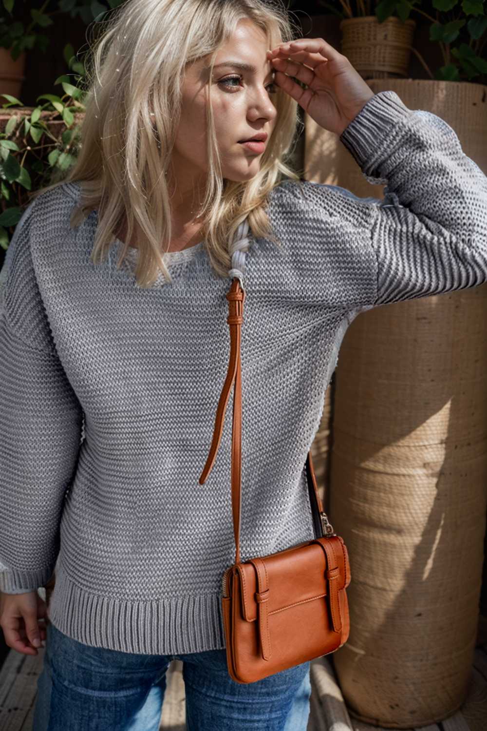 casual chunky knit mock neck long sleeve split pullover sweater 108725