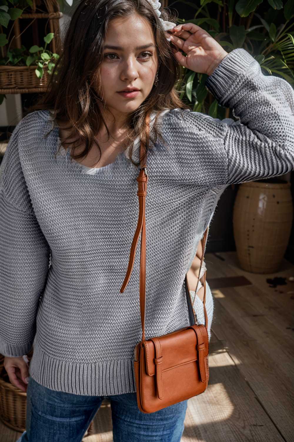 casual chunky knit mock neck long sleeve split pullover sweater 108724