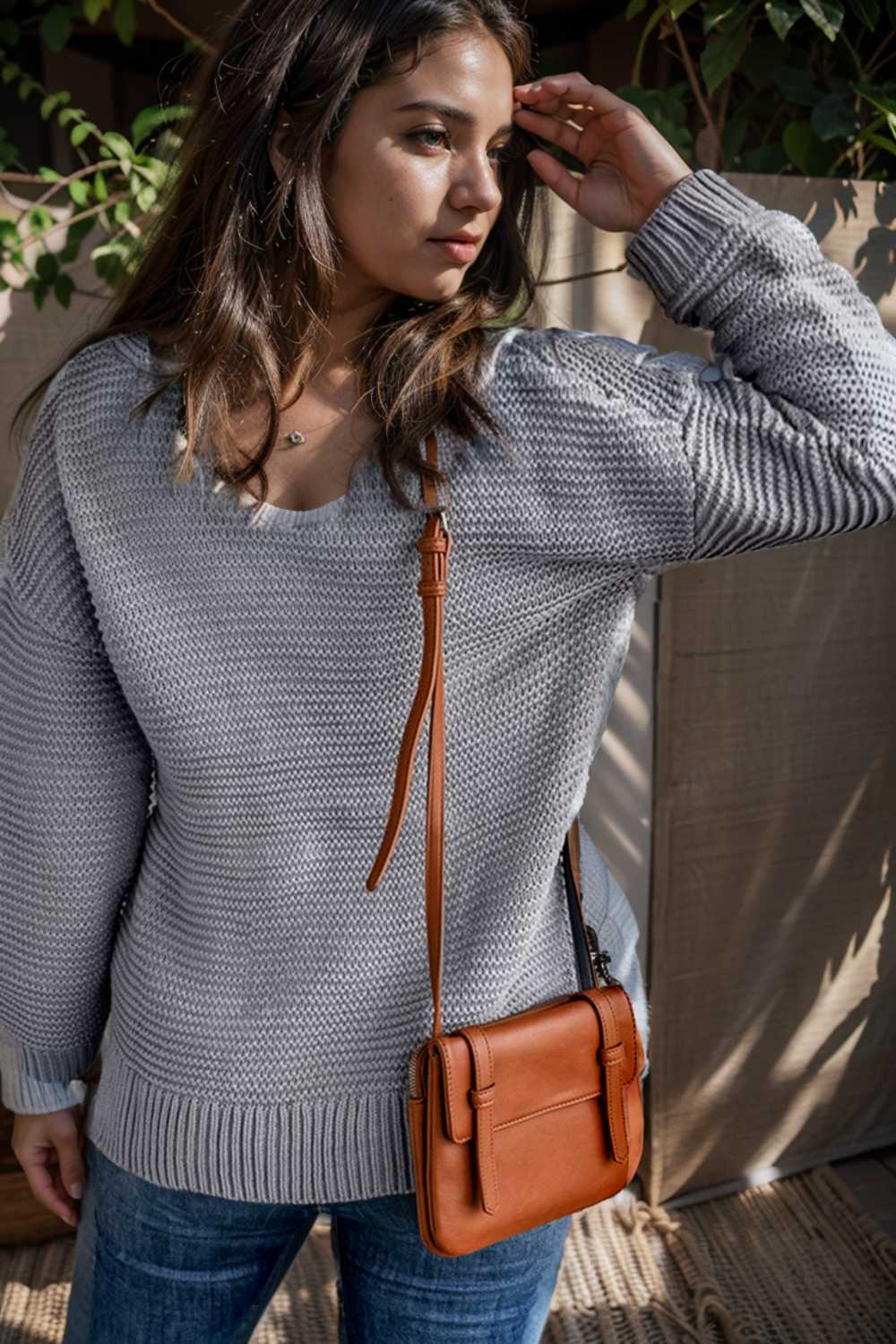 casual chunky knit mock neck long sleeve split pullover sweater 108722