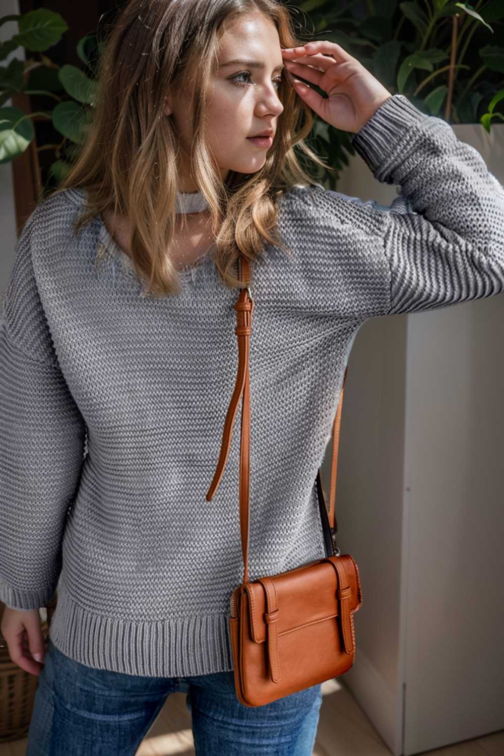 casual chunky knit mock neck long sleeve split pullover sweater 106012