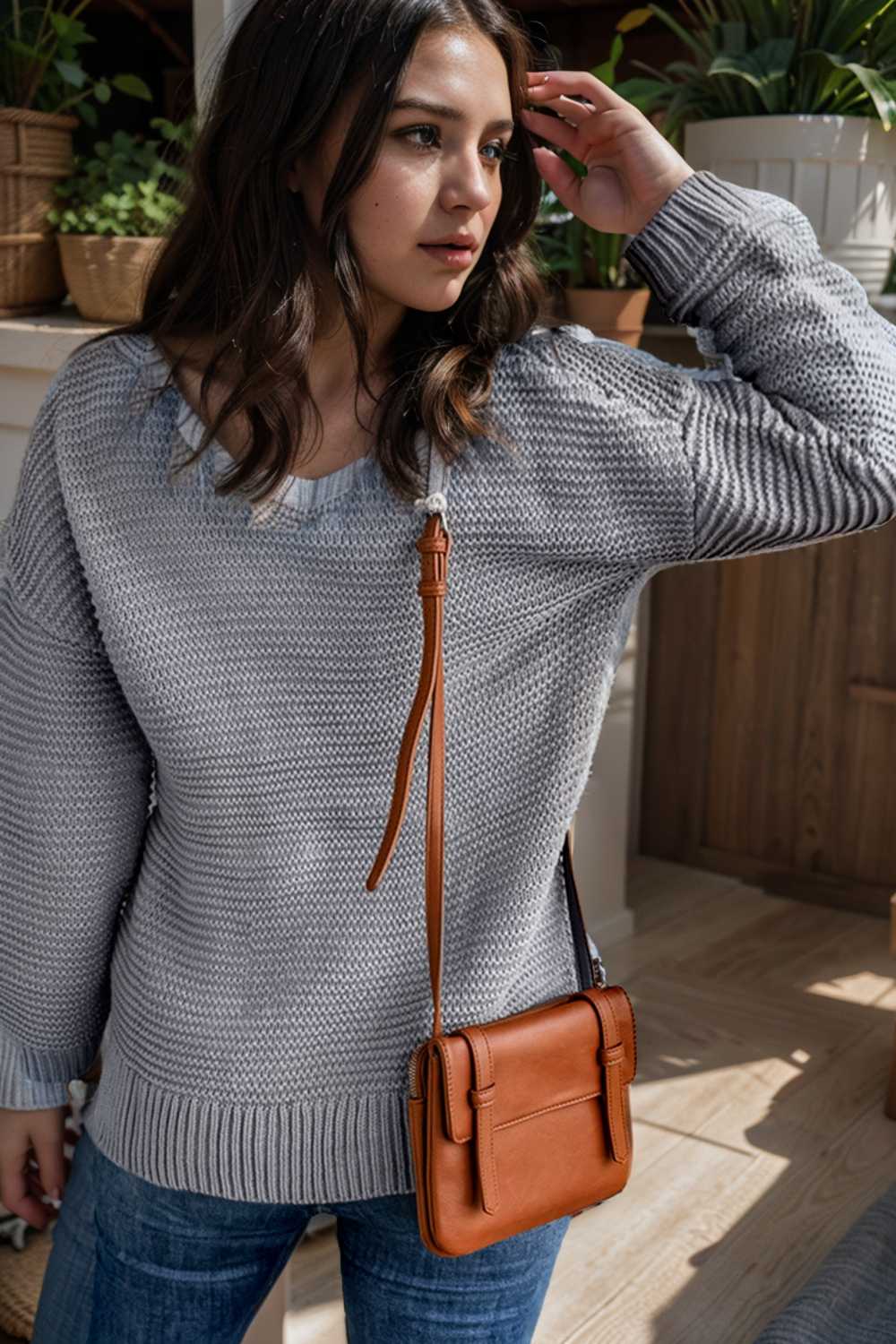 casual chunky knit mock neck long sleeve split pullover sweater 106011
