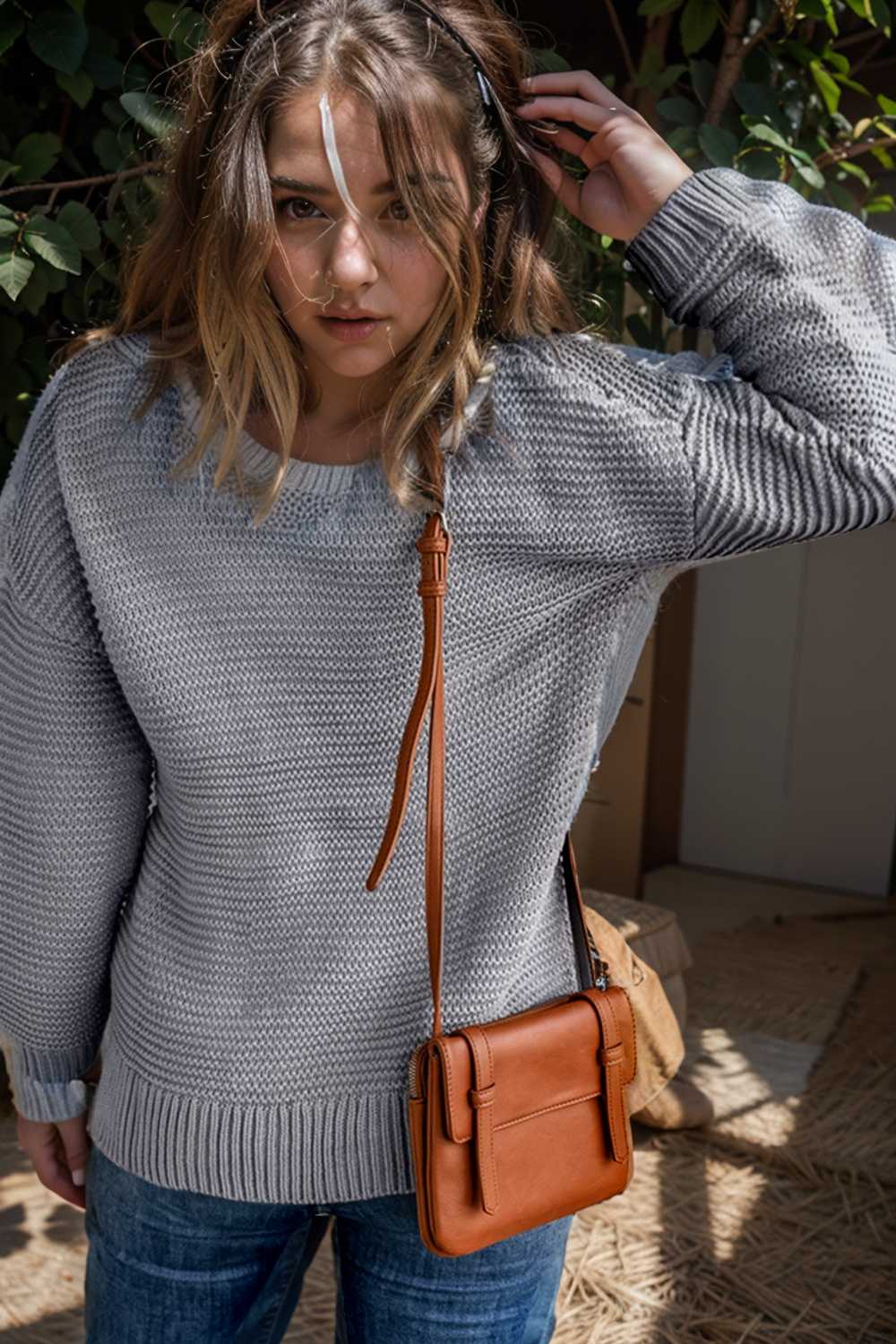 casual chunky knit mock neck long sleeve split pullover sweater 106008