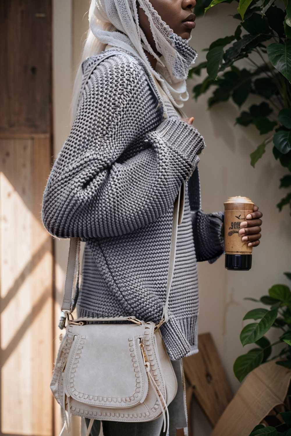 casual chunky knit mock neck long sleeve split pullover sweater 105848