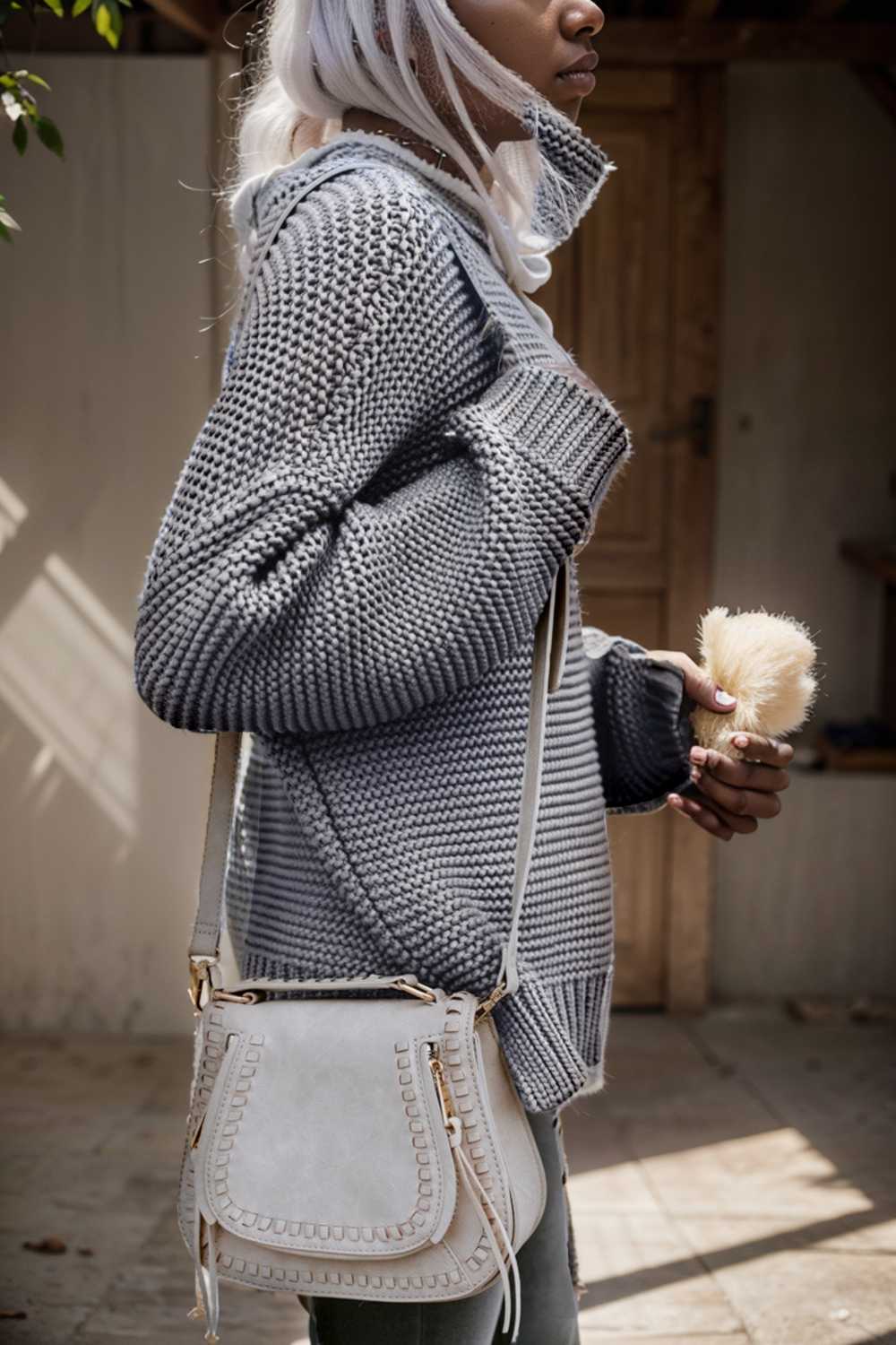 casual chunky knit mock neck long sleeve split pullover sweater 105847