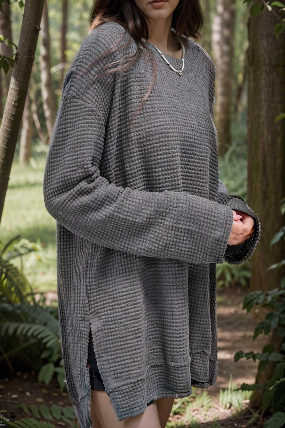 casual chunky knit mock neck long sleeve split pullover sweater 107105