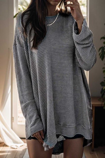casual chunky knit mock neck long sleeve split pullover sweater 107097