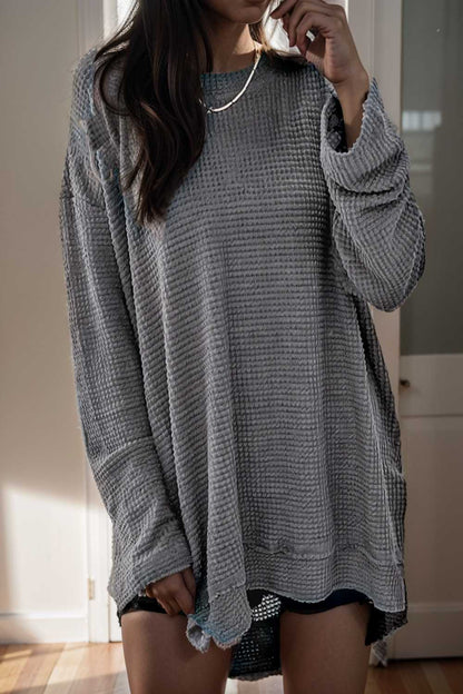 casual chunky knit mock neck long sleeve split pullover sweater 137150