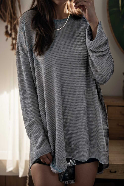 casual chunky knit mock neck long sleeve split pullover sweater 137149