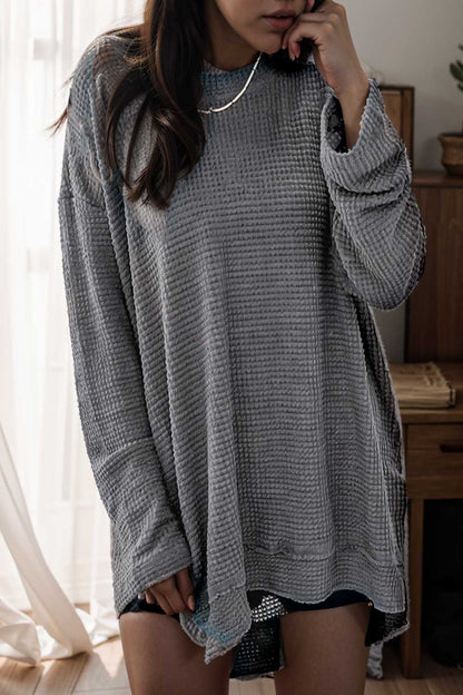 casual chunky knit mock neck long sleeve split pullover sweater 137147