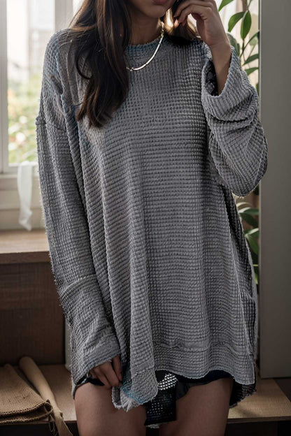 casual chunky knit mock neck long sleeve split pullover sweater 109451