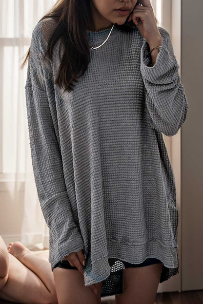 casual chunky knit mock neck long sleeve split pullover sweater 137145