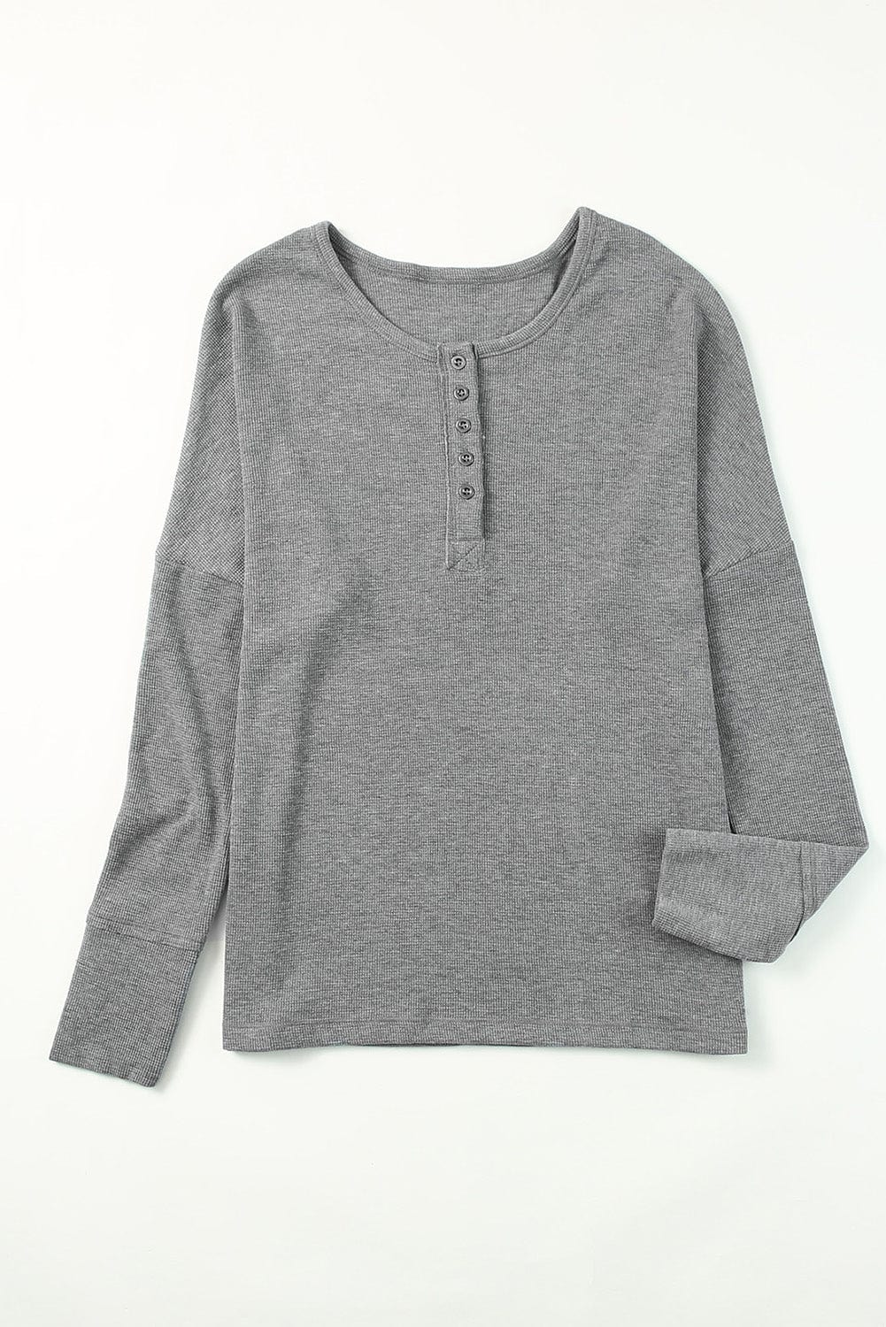 Casual Round Neck Button Long Sleeve T-Shirt