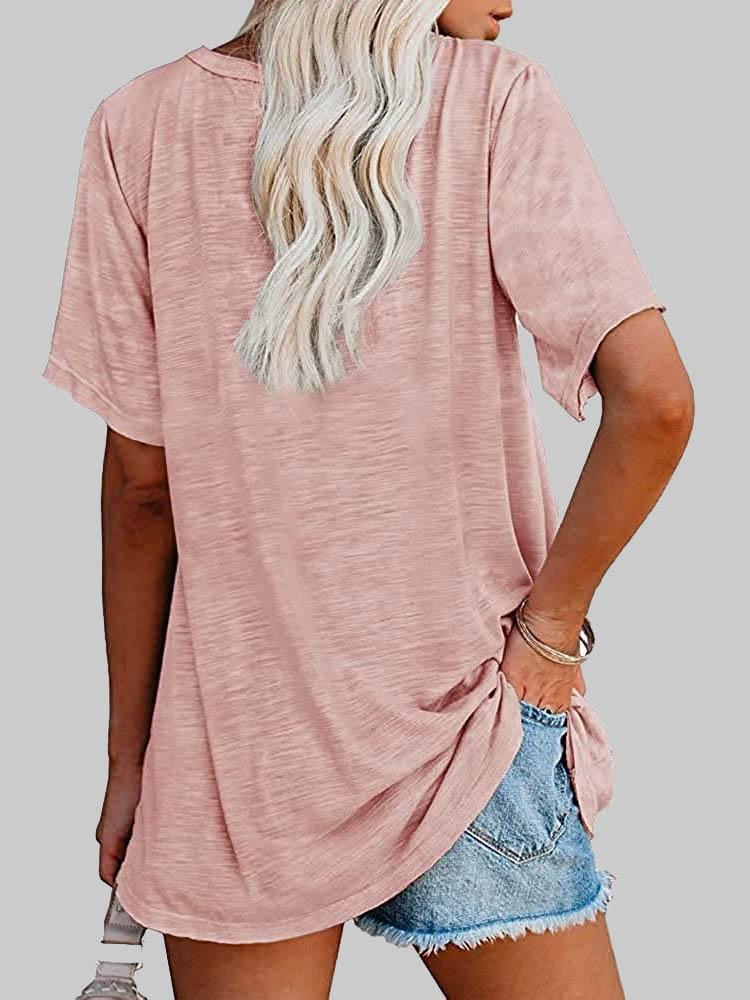 Casual Solid Color Mid-sleeved T-shirt