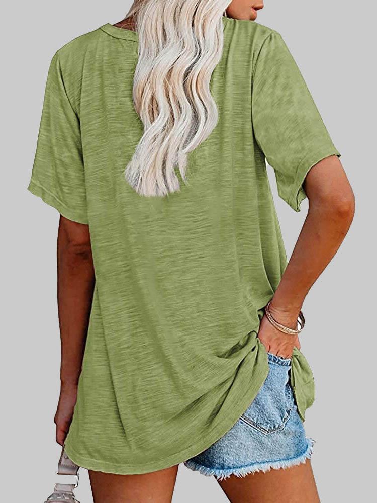 Casual Solid Color Mid-sleeved T-shirt