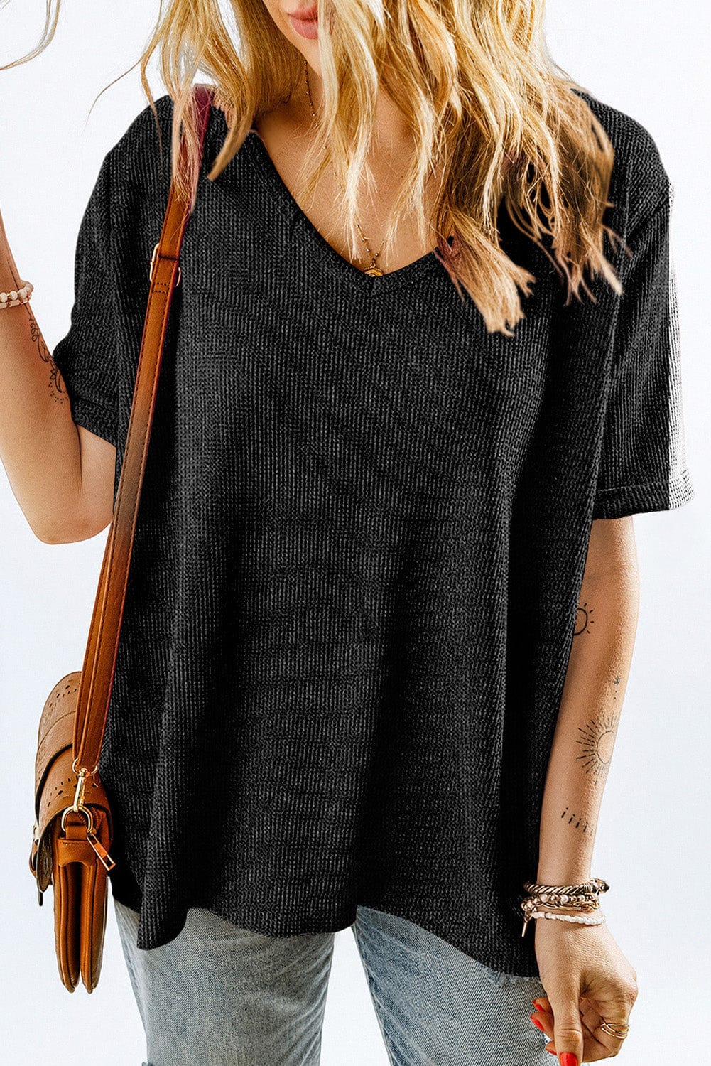 Casual Solid Color Mid-sleeved T-shirt