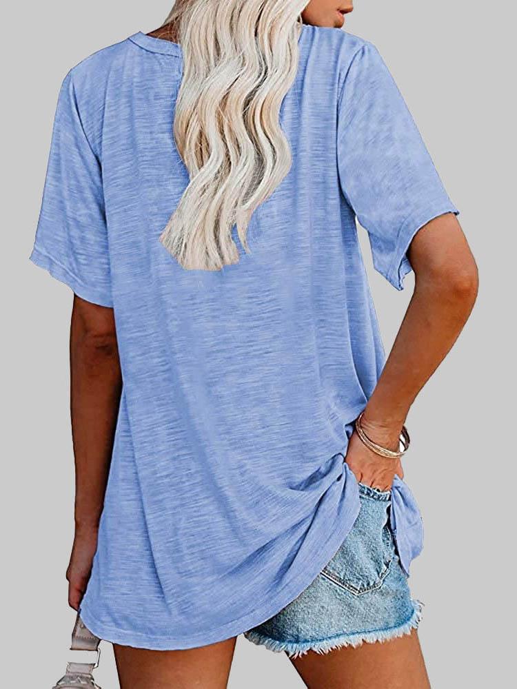 T-shirts - Casual Solid Color Mid-sleeved T-shirt - MsDressly