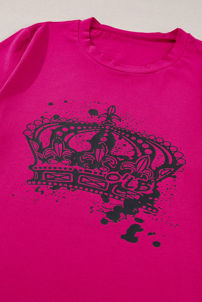 Pitaya Pink Crown Graphic Crew Neck T Shirt