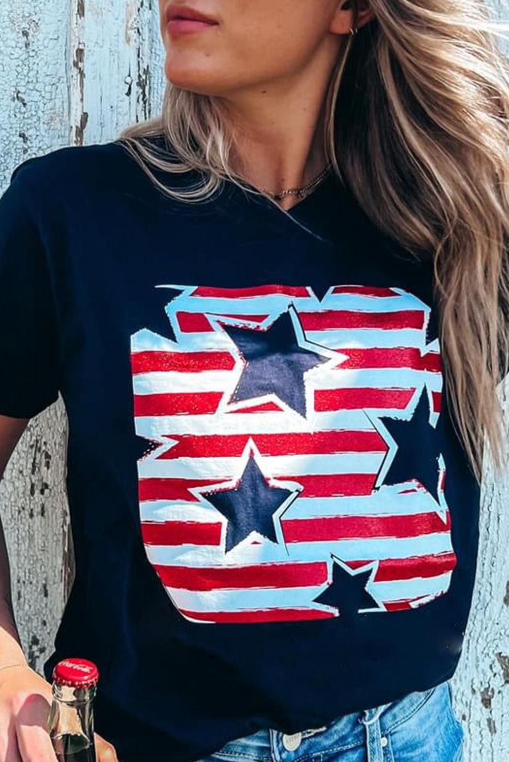 Black Independence Star Stripes Flag T-Shirts