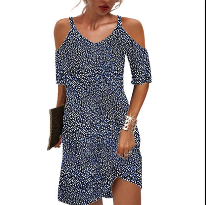 Women‘s Casual Dress Mini Dress Brown Dark Blue Half Sleeve Polka Dot Hollow Out Spring Summer V Neck Stylish Weekend 2023 S M L XL XXL