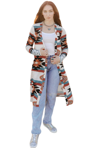 Chic Printed Lapel Woolen Coat with Unique Stitching