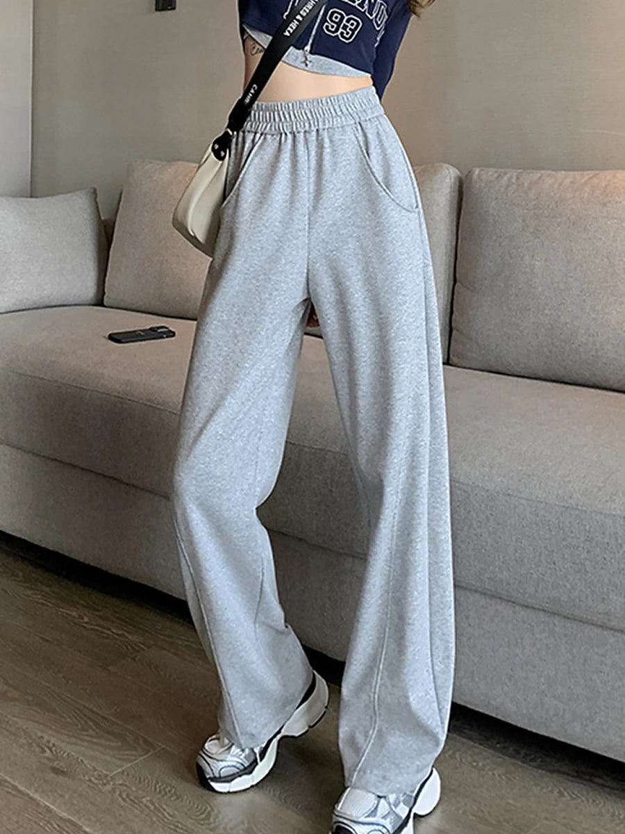 Women's Sweatpants Cotton Plain Apricot Grey Active High Waist Full Length Outdoor Street Fall Winter