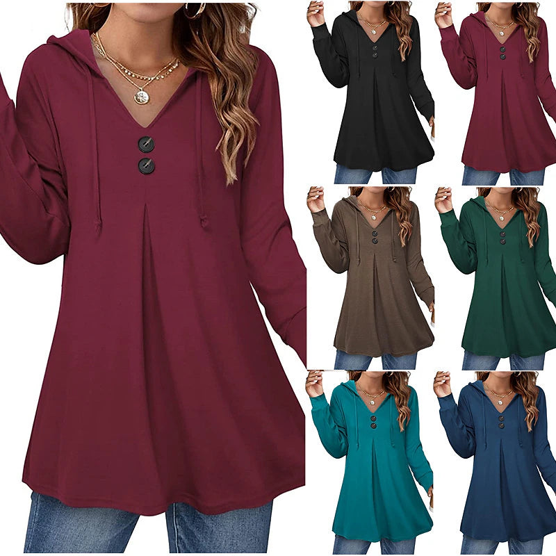 Blouse Hoodie Women's Black Wine Green Solid / Plain Color Patchwork Sports & Outdoor Street Classic Hooded Regular Fit S