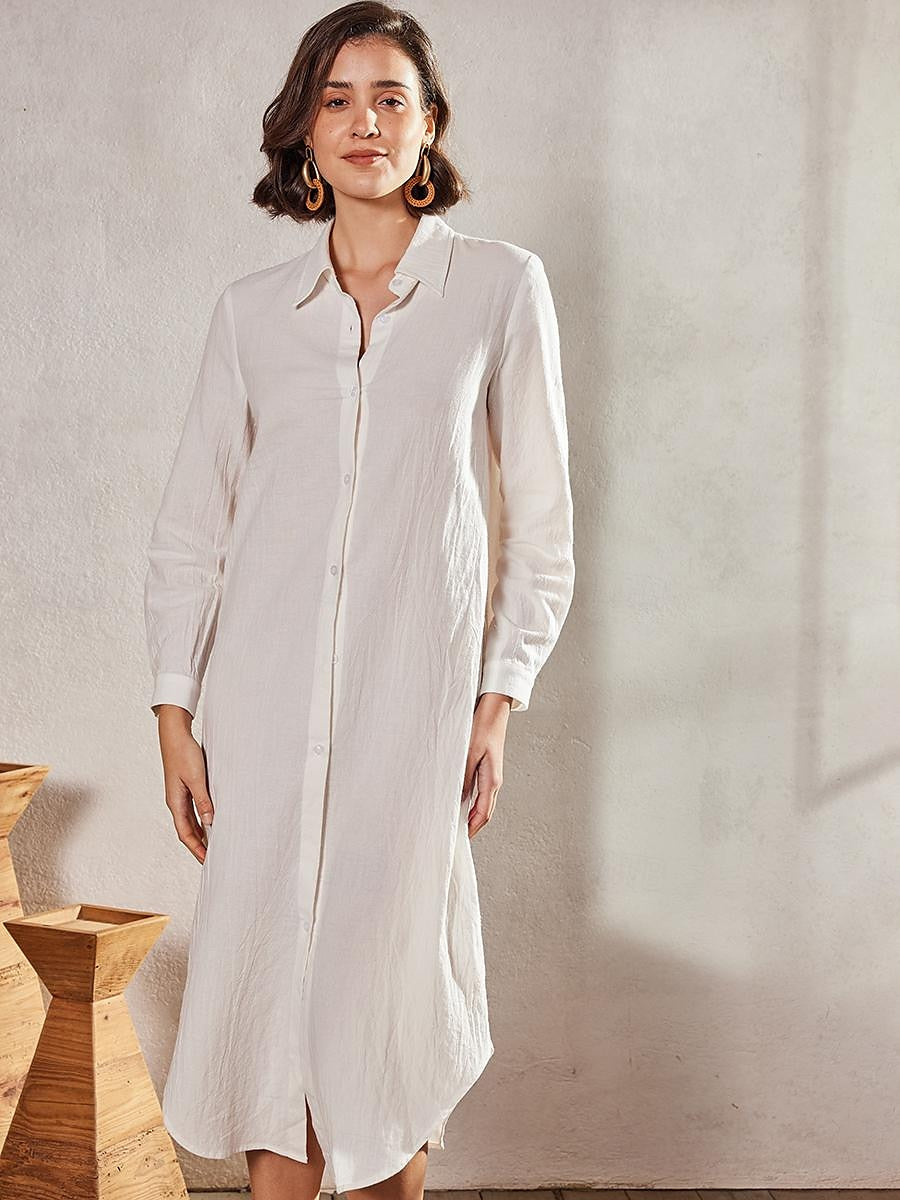 Women's Shirt Dress Casual Dress Shift Dress Maxi long Dress Outdoor Winter Dress Daily Cotton And Linen Basic Casual Shirt Collar Button Long Sleeve Summer Spring Fall 2023 Loose Fit Black White