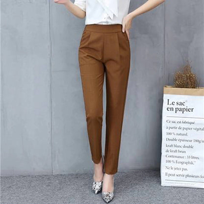 Women‘s Dress Work Pants Chinos Pants Trousers Ankle-Length Micro-elastic Mid Waist Fashion Daily Black Army Green M L