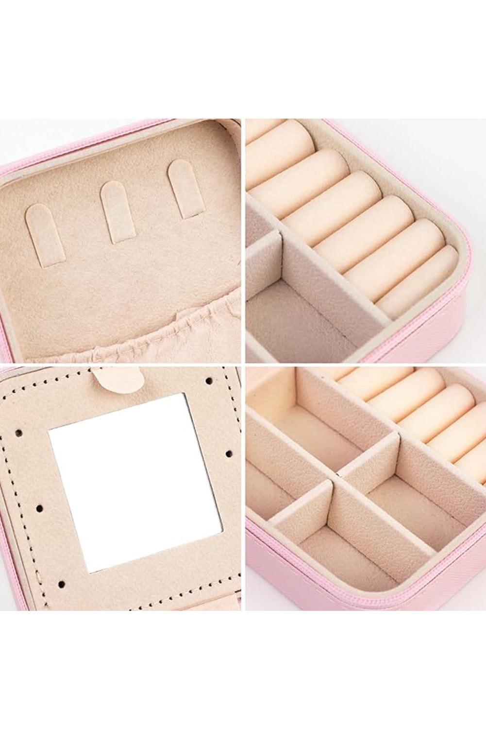 Chenille Letter Graphic Mini Jewelry Box with Mirror - Pink