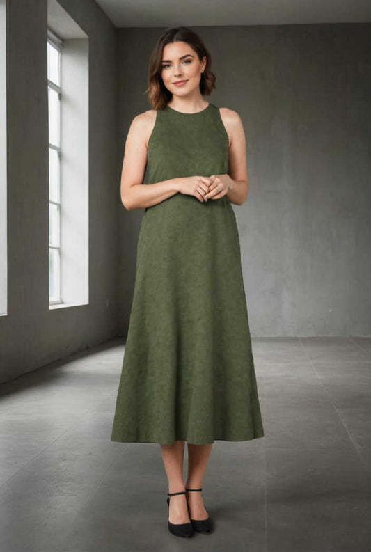 chic backless sleeveless high waist dress in solid colors 145363