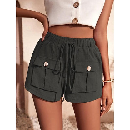 Women's Shorts Polyester Plain Black Army Green Casual Daily Short Going out Weekend Summer