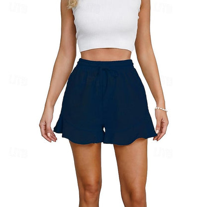 Women's Shorts Cotton Plain Wine Black Casual Daily Short Going out Weekend Spring & Summer