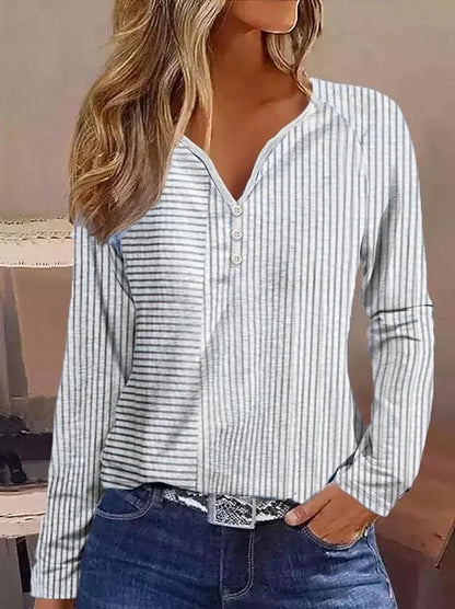 Women's T shirt Tee Henley Shirt Floral Holiday Weekend Button Print Pink Long Sleeve Elegant Fashion Daily V Neck Fall & Winter