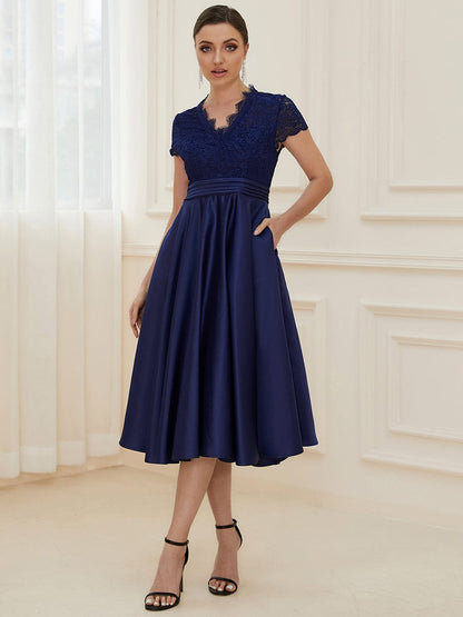 Cocktail Dresses with Short Sleeves and Knee-Length for Women