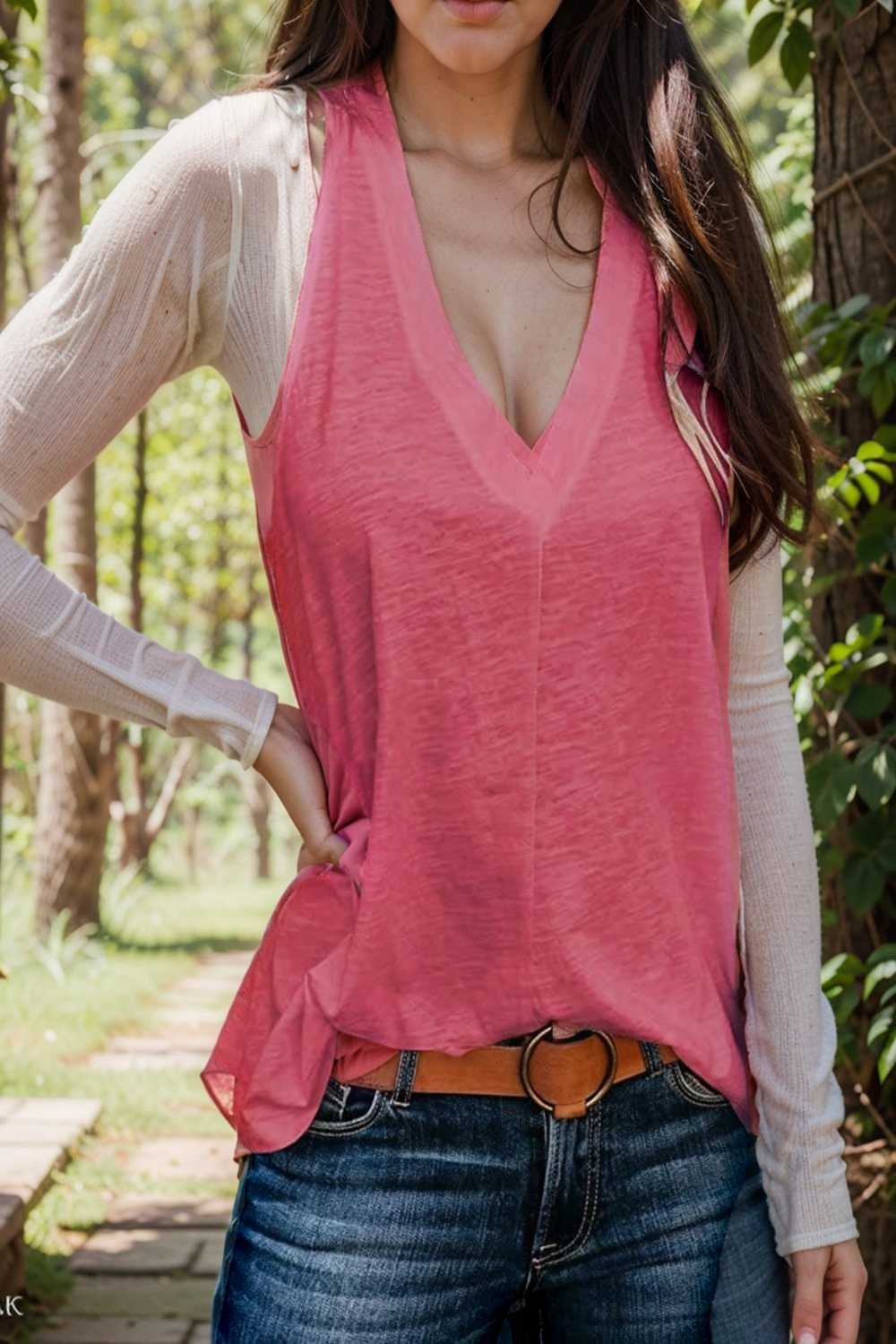 comfort sleeveless v neck tank top in solid colors 108264